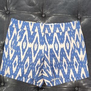 J. Crew High Waist Blue and Cream Patterned Shorts